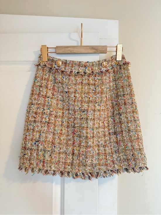 Walter Baker Dresses & Skirts - Walter Baker Cream Multicolor Tweed Mini Skirt with Gold Buttons